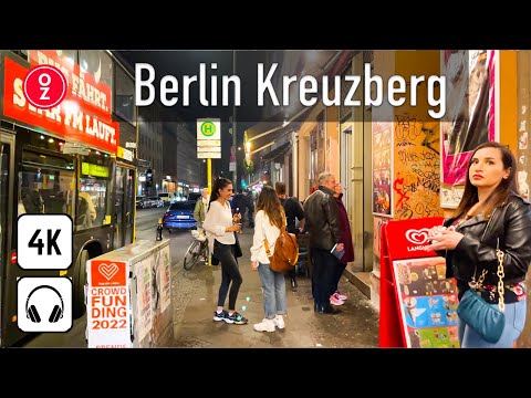 Berlin Kreuzberg at Night Walking Tour 🍹 – Germany 🇩🇪 [4k 60fps] City Nightlife Kottbusser Tor ASMR
