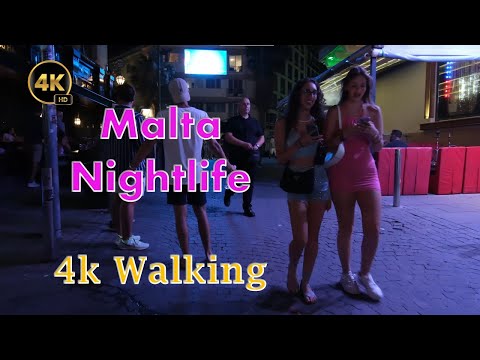 Malta Nightlife & Club | Party Scenes in the city 2023 4K walk