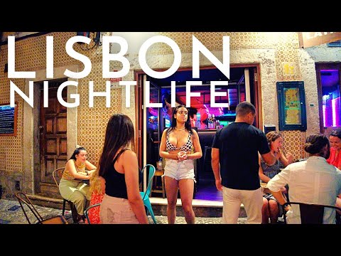 Nightlife in Lisbon Portugal: BAIRRO ALTO Lisbon walking tour 2022, Night Walk